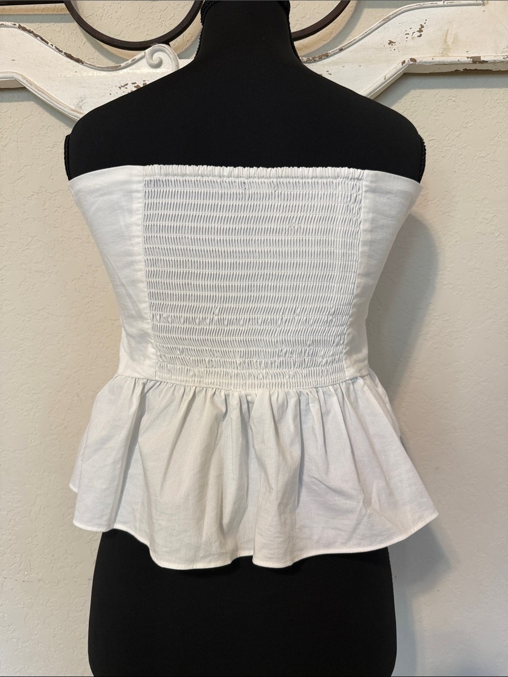 Express Strapless Front Ruffle Peplum Tube Top - Picture 2 of 6